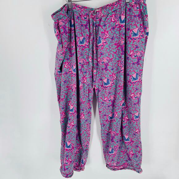 Anthropologie Printfresh Pink Flamingo Pajama Set Cotton Short Sleeves Size 2X - Picture 5 of 9